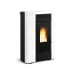 Poêle à granulés ANNABELLA AD EVO blanc et noir 9 kW avec flamme allumée