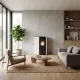 Poêle à granulés Eva Calor Pia 11 kW design ultra plat blanc et noir dans salon moderne
