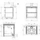 Plan technique de la cuisinière à bois Verona XXL Petra avec dimensions et vues détaillées