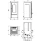 Plan technique et dimensions du poêle à granulés Dahiana VFS 10 kW avec vues face, profil et dessus