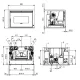 Plan technique et dimensions de l'insert à granulés Comfort P85 Plus 12 kW avec raccordements