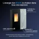 Poêle à granulés SHARON plus 10 kW noir et pierre, canalisable multi-pièces, rendement 91%