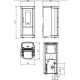 Plan technique avec dimensions du poêle à granulés Mietta Evo 9 kW, vues face, côté, dessus et arrière
