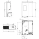 Plan technique et dimensions du poêle à granulés Sharon Plus steel 10 kW avec raccordements