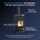 Poêle à bois Nordica Concita 2.0 en acier anthracite avec ses caractéristiques techniques et rendement 86,4%