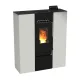 Poêle à granulés design moderne Linea VZ 8 kW blanc sur fond blanc