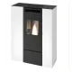 Poêle à granulés compact Pia Can Up Eva Calor 11 kW blanc sur fond blanc