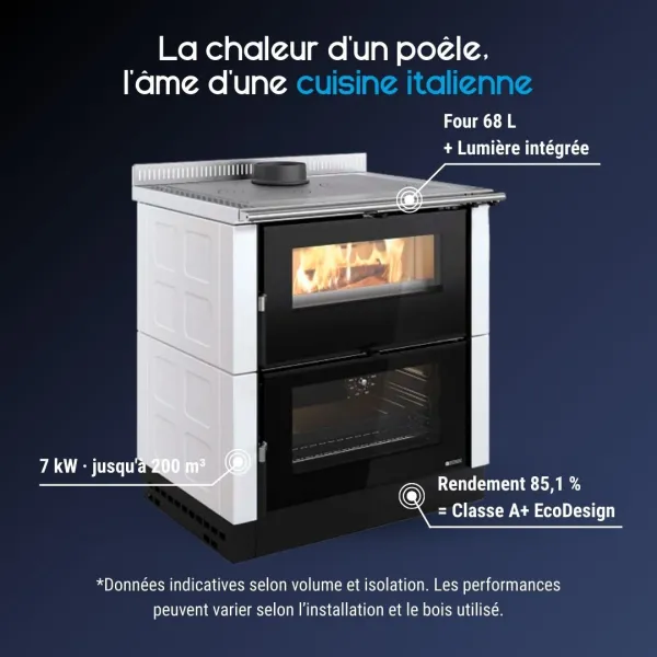 Cuisinière à bois avec four émaillé 78 L Verona XXL 7 kW