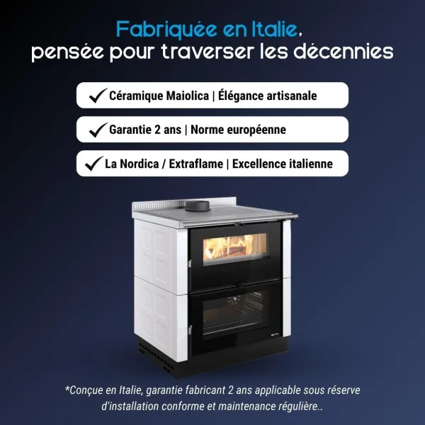 Cuisinière à bois Verona XXL porte double vitre façade fonte émaillée