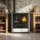 Cuisinière à bois Rosetta Sinistra 5.0 7,9 kW steel installation cuisine rustique