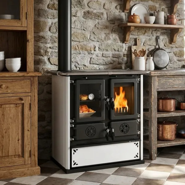 Cuisinière à bois 7,9 kW Rosetta Sinistra rendement 86,9 %