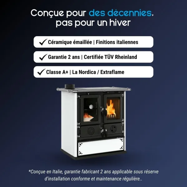 Cuisinière à bois 7,9 kW Rosetta Sinistra installation angle cuisine