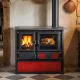 Cuisinière à bois Rosa 5.0 8,8 kW installation cuisine rustique pierre apparente