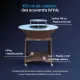 Brasero barbecue plancha Ø100 cm acier corten avec socle et roulettes