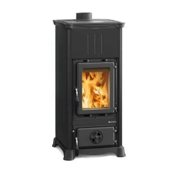 Poêle à bois raccordable Emiliana 165 Steel noir vue de face