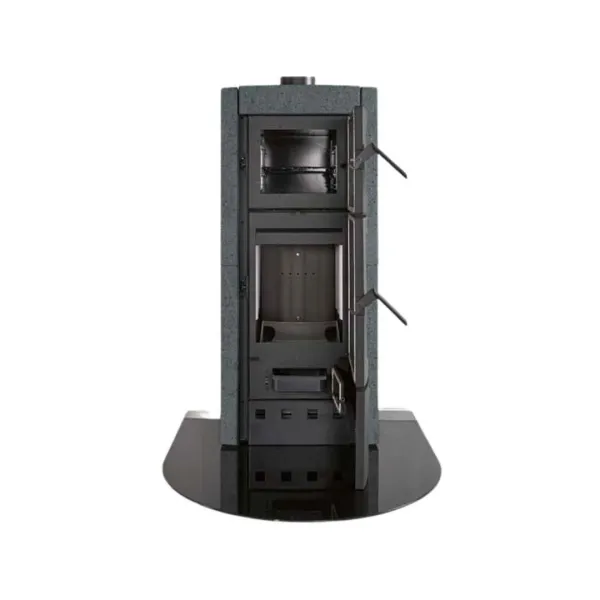 Poêle à bois avec four Ester Forno 5.0 8 kW vue de face sur fond blanc