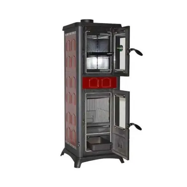 Poêle à bois avec four Gemma Forno.165 Ceramica 7,3 kW avec portes ouvertes