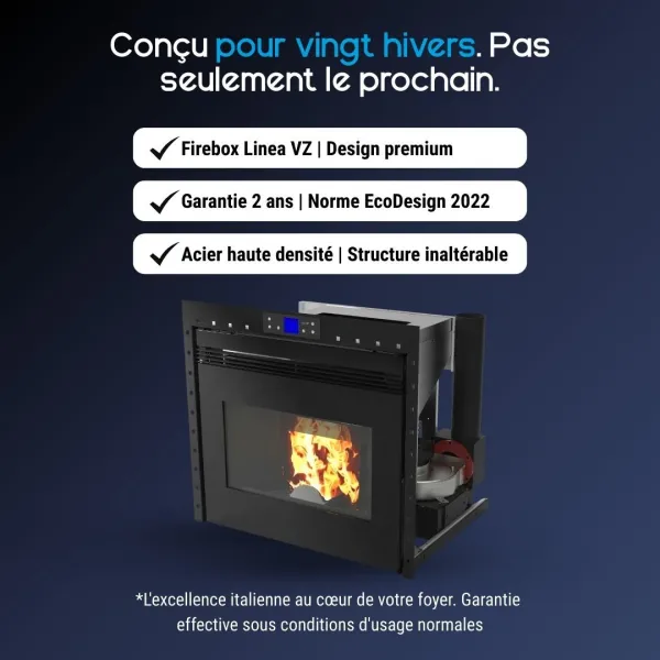 Insert à granulés Firebox Linea VZ 10 kW EcoDesign 2022 avec structure inaltérable