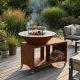 Brasero plancha XXL Fiesta 100 cm allumé sur une terrasse extérieure