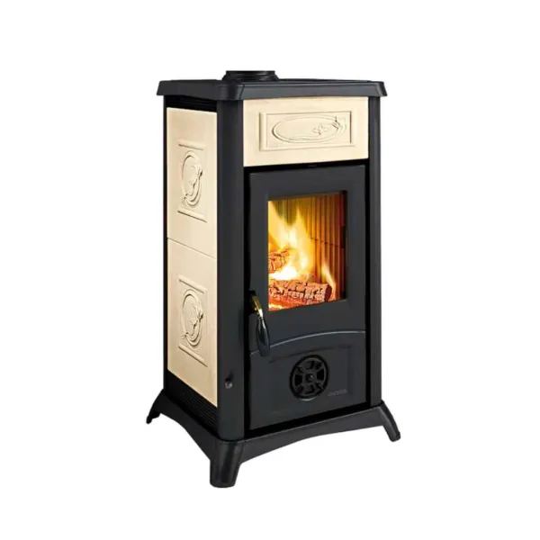 Poêle à bois Gemma Lean Ceramica 6,5 kW coloris crème
