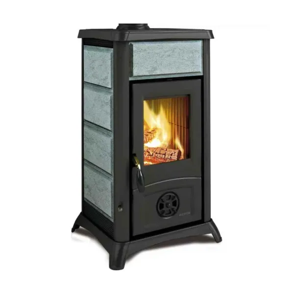 Poêle à bois Gemma Lean Petra 6,5 kW habillage en pierre
