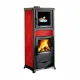 Poêle À Bois Avec Four Rossella Plus Forno.165 Ceramica Rouge Vue De Face