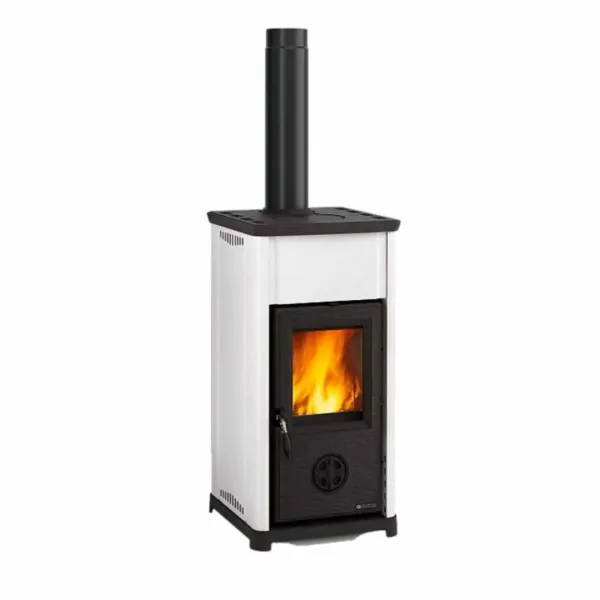 Poêle À Bois Compact Tea.16 7 kW Blanc Vue De Face