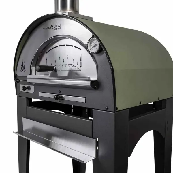 Four à pizza bois Arde Baby vert avec support et tiroir inférieur
