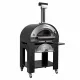 Four à bois pour pizza Arde Medium noir vu de face avec support mobile