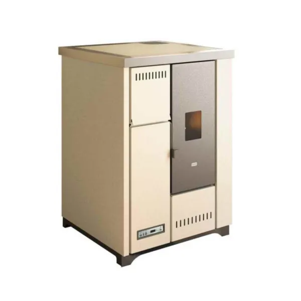 Cuisinière À Pellets Lea 7,2 kW Beige Compacte Vue 3/4