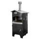 Barbecue à bois noir avec cheminée, chambre de cuisson et compartiment de rangement
