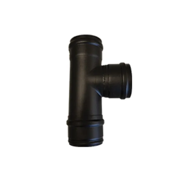 Té de raccordement pour conduit de poêle à pellets en acier noir diamètre 80 mm avec connexions femelles