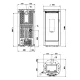 Schéma technique avec dimensions du poêle à granulés étanche Debby Evo 9 kW