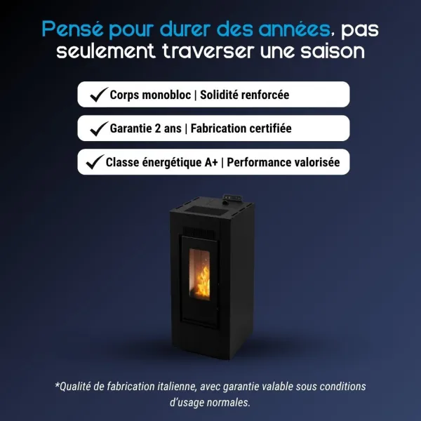 Avantages du poêle à pellets étanche Maxifree Linea VZ noir
