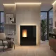 Poêle à granulés gain de place Sharon Plus 10 kW installé dans un salon contemporain