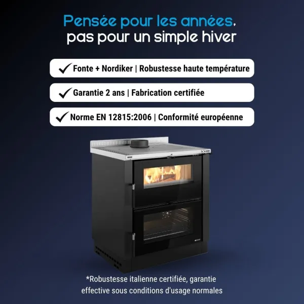 Cuisinière à bois Verona XXL.16 noir anthracite certifiée EN 12815