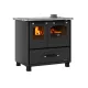 Cuisinière à bois en fonte Family 7,5 kW noire sur fond blanc