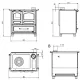 Schéma technique avec dimensions de la cuisinière à bois en fonte Family 7,5 kW