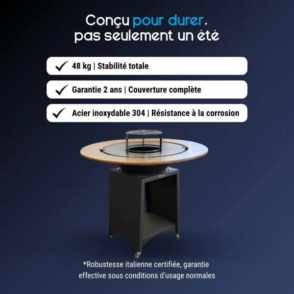Avantages du brasero plancha Kit Fiesta Ø75 cm avec couverture complète