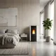 Poêle à granulés KETTY 5.0 noir compact dans chambre moderne
