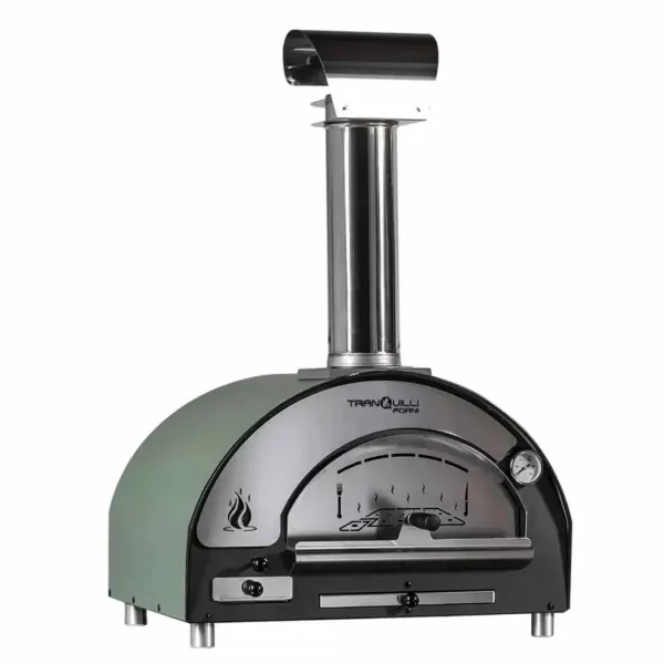 Four à pizza bois Tranquilli Forni Arde Baby vert sur fond blanc