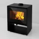 Poêle à bois Mélèze 10,8 kW Linea VZ noir avec grande vitre et feu apparent