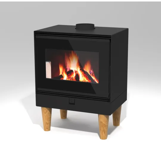 Poêle à bois Érable 10,8 kW Linea VZ noir compatible avec des bûches de 50 cm