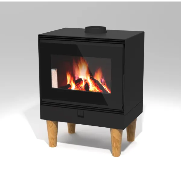 Poêle à bois Érable 10,8 kW Linea VZ noir compatible avec des bûches de 50 cm