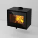 Insert à bois Ares 10,8 kW Linea VZ noir avec grande vitre et feu apparent