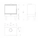 Schéma technique avec dimensions du poêle à bois Érable 10,8 kW Linea VZ pour bûches de 50 cm