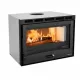 Insert à bois ventilé INSERTO 70 H49.16 6,7 kW noir avec vitre panoramique et feu apparent