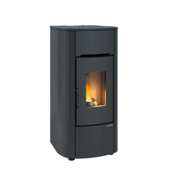 Poêle à granulés étanche Angelica Evo 8 kW noir sur fond blanc