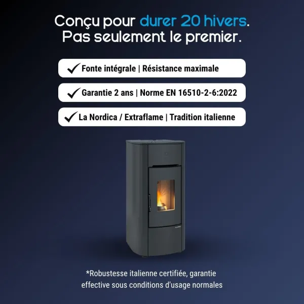 Avantages du poêle à granulés étanche Angelica Evo 8 kW noir