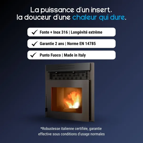 Avantages de l’insert à granulés Davide avec chambre de combustion en fonte